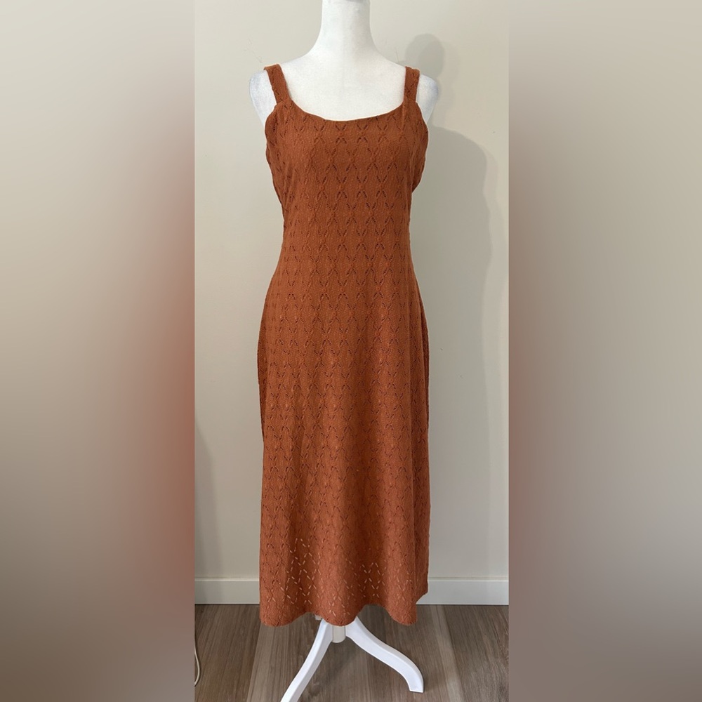 Studio B by Bobeau Clay Brown Tank Eyelet Midi Dress size S